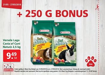 Promoties Versele laga cavia of cuni nature - Versele-Laga - Geldig van 14/05/2018 tot 27/05/2018 bij Maxi Zoo