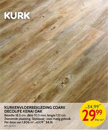 Promotions Kurkenvloerbekleding coark decolife kenai oak - Produit maison - BricoPlanit - Valide de 09/05/2018 à 28/05/2018 chez BricoPlanit