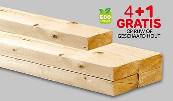 Promoties 4 + 1 gratis op ruw of geschaafd hout - Huismerk - BricoPlanit - Geldig van 09/05/2018 tot 28/05/2018 bij BricoPlanit
