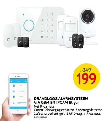 Promotions Draadloos alarmsysteem via gsm en ipcam etiger - eTiger - Valide de 09/05/2018 à 28/05/2018 chez BricoPlanit