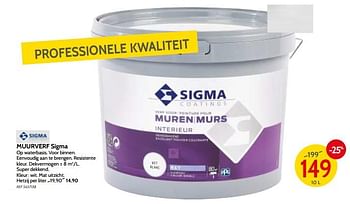 Promotions Muurverf sigma - Sigma - Valide de 09/05/2018 à 28/05/2018 chez BricoPlanit
