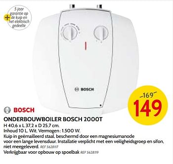 Promoties Onderbouwboiler bosch 2000t - Bosch - Geldig van 09/05/2018 tot 28/05/2018 bij BricoPlanit