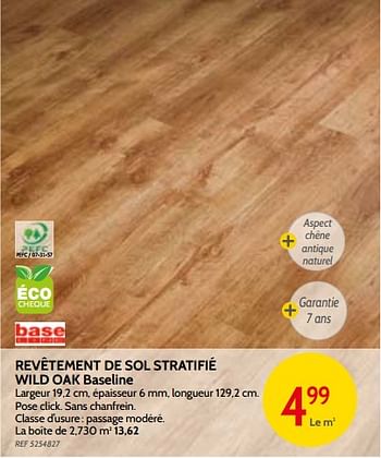 Promoties Revêtement de sol stratifié wild oak baseline - Base Line - Geldig van 09/05/2018 tot 28/05/2018 bij BricoPlanit