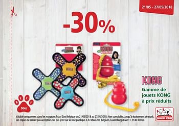 Promotions -30% gamme de jouets kong à prix réduits - Kong - Valide de 14/05/2018 à 27/05/2018 chez Maxi Zoo
