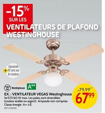 Promotions Ventilateur vegas westinghouse - Westinghouse - Valide de 09/05/2018 à 28/05/2018 chez BricoPlanit