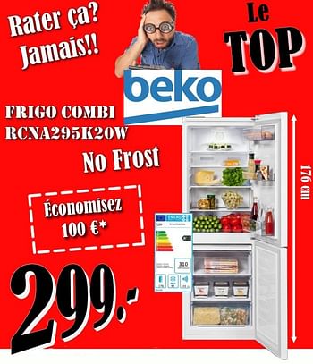 Promoties Beko frigo combi rcna295k20w a+ - Beko - Geldig van 03/05/2018 tot 31/05/2018 bij Electro Zschau