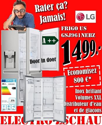 Promoties Lg frigo us gsj961nebz a++ - LG - Geldig van 03/05/2018 tot 31/05/2018 bij Electro Zschau