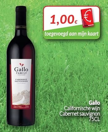 Promoties Gallo californische wijn cabernet sauvignon - Rode wijnen - Geldig van 01/05/2018 tot 31/05/2018 bij Intermarche