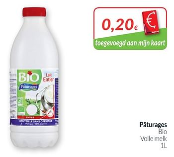 Promoties Pâturages bio volle melk - Paturages - Geldig van 01/05/2018 tot 31/05/2018 bij Intermarche