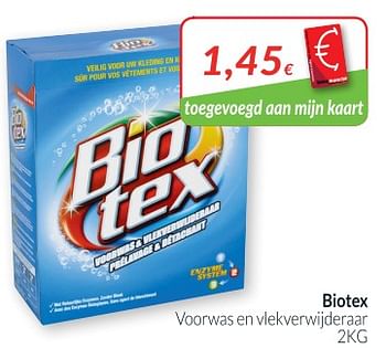 Promoties Biotex voorwas en vlekverwijderaar - Biotex - Geldig van 01/05/2018 tot 31/05/2018 bij Intermarche