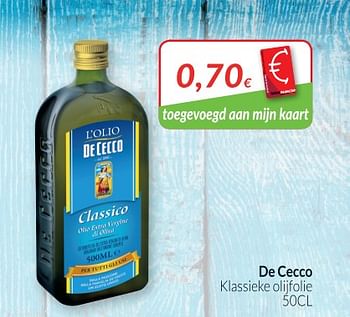 Promoties De cecco klassieke olijfolie - De Cecco - Geldig van 01/05/2018 tot 31/05/2018 bij Intermarche