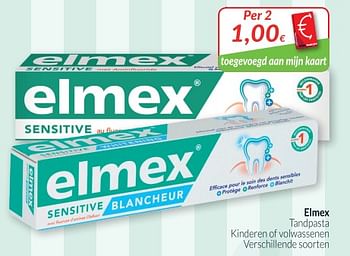Promoties Elmex tandpasta kinderen of volwassenen - Elmex - Geldig van 01/05/2018 tot 31/05/2018 bij Intermarche