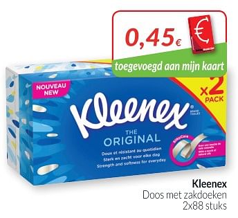 Promoties Kleenex doos met zakdoeken - Kleenex - Geldig van 01/05/2018 tot 31/05/2018 bij Intermarche