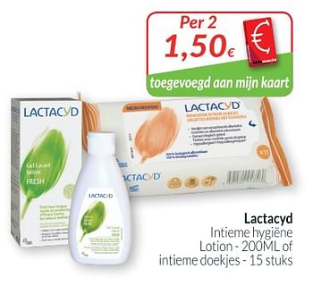 Promotions Lactacyd intieme hygiëne lotion of intieme doekjes - Lactacyd - Valide de 01/05/2018 à 31/05/2018 chez Intermarche