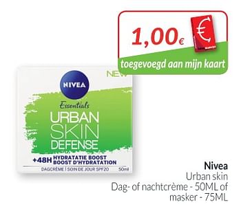 Promoties Nivea urban skin dag- of nachtcrème of masker - Nivea - Geldig van 01/05/2018 tot 31/05/2018 bij Intermarche