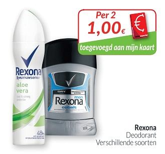 Promoties Rexona deodorant - Rexona - Geldig van 01/05/2018 tot 31/05/2018 bij Intermarche