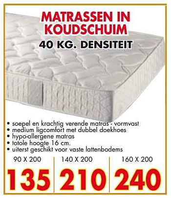 Promoties Matrassen in koudschuim densiteit - Huismerk - EmDecor - Geldig van 01/05/2018 tot 31/05/2018 bij Emdecor