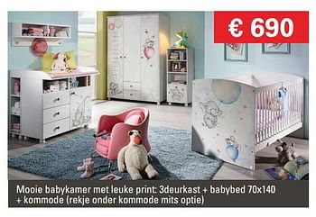 Promoties Mooie babykamer met leuke print: 3deurkast + babybed + kommode - Huismerk - Prijzenkoning - Geldig van 01/05/2018 tot 15/06/2018 bij Comfortmeubel