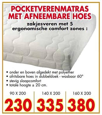Promoties Pocketverenmatras met afneembare hoes - Huismerk - EmDecor - Geldig van 01/05/2018 tot 31/05/2018 bij Emdecor