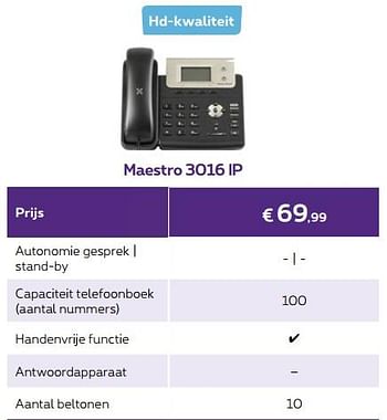 Promotions Maestro 3016 ip - Huismerk - Proximus - Valide de 30/04/2018 à 01/07/2018 chez Proximus