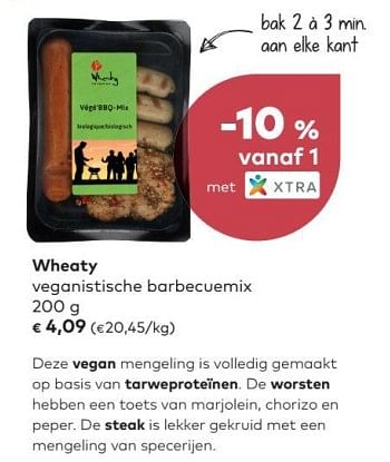 Promoties Wheaty veganistische barbecuemix - Wheaty - Geldig van 02/05/2018 tot 05/06/2018 bij Bioplanet