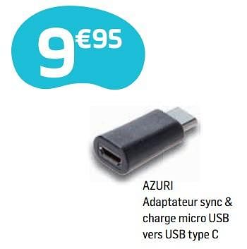 Promotions Azuri adaptateur sync + charge micro usb vers usb type c - Azuri - Valide de 04/05/2018 à 14/06/2018 chez Base