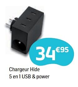 Promotions Chargeur hide 5 en 1 usb + power - Usbepower - Valide de 04/05/2018 à 14/06/2018 chez Base