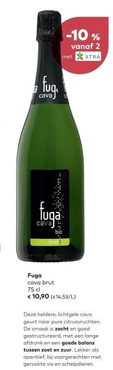 Promotions Fuga cava brut - Vins blancs - Valide de 02/05/2018 à 05/06/2018 chez Bioplanet