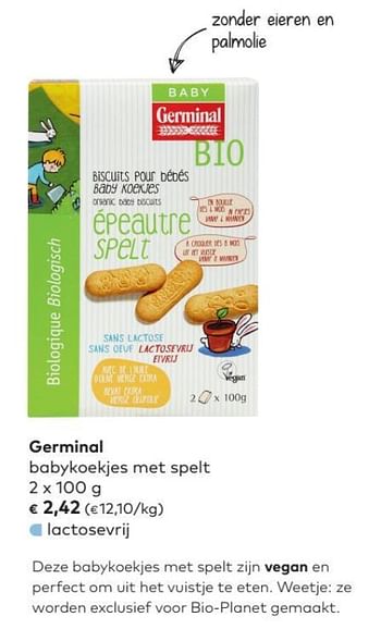 Promoties Germinal babykoekjes met spelt - Germinal - Geldig van 02/05/2018 tot 05/06/2018 bij Bioplanet
