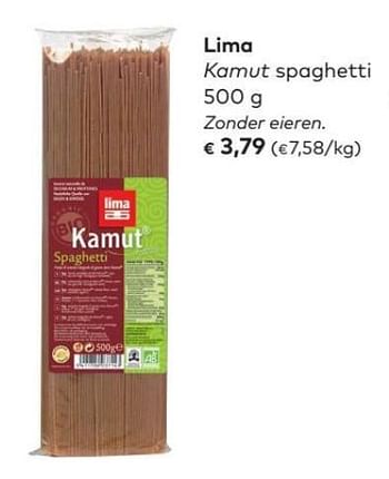 Promoties Lima kamut spaghetti - Lima - Geldig van 02/05/2018 tot 05/06/2018 bij Bioplanet