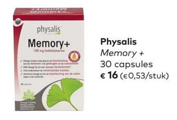 Promotions Physalis memory + 30 capsules - Physalis - Valide de 02/05/2018 à 05/06/2018 chez Bioplanet