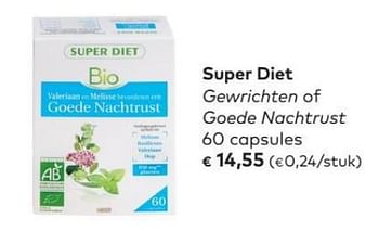 Promotions Super diet gewrichten of goede nachtrust 60 capsules - Super Diet - Valide de 02/05/2018 à 05/06/2018 chez Bioplanet