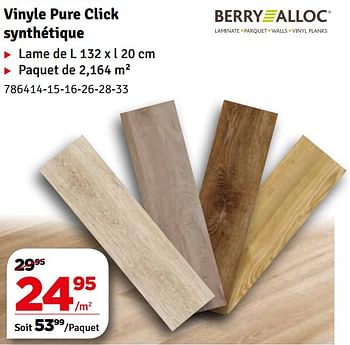 Promotions Vinyle pure click synthétique - Berry Alloc - Valide de 08/05/2018 à 20/05/2018 chez Mr. Bricolage