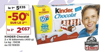 Promotions Kinder chocolat - Kinder - Valide de 08/05/2018 à 21/05/2018 chez Super Casino