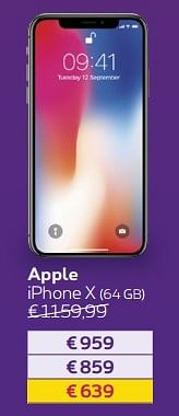 Promotions Apple iphone x (64 gb) - Apple - Valide de 30/04/2018 à 01/07/2018 chez Proximus