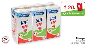 Promoties Pâturages lait entier en brique - Paturages - Geldig van 01/05/2018 tot 31/05/2018 bij Intermarche