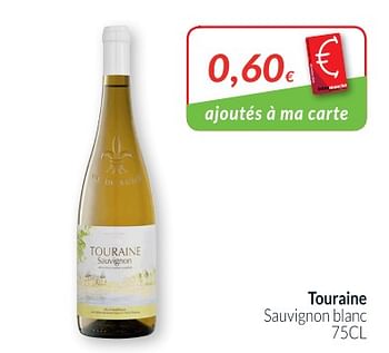 Promoties Touraine sauvignon blanc - Witte wijnen - Geldig van 01/05/2018 tot 31/05/2018 bij Intermarche