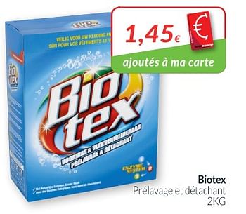 Promotions Biotex biotex prélavage et détachant - Biotex - Valide de 01/05/2018 à 31/05/2018 chez Intermarche