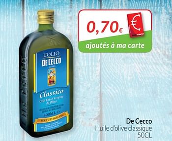 Promotions De cecco huile d`olive classique - De Cecco - Valide de 01/05/2018 à 31/05/2018 chez Intermarche