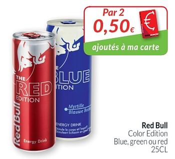 Promoties Red bull color edition blue, green ou red - Red Bull - Geldig van 01/05/2018 tot 31/05/2018 bij Intermarche