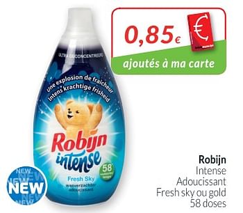 Promotions Robijn intense adoucissant fresh sky ou gold - Robijn - Valide de 01/05/2018 à 31/05/2018 chez Intermarche