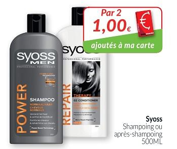 Promotions Syoss shampoing ou après-shampoing - Syoss - Valide de 01/05/2018 à 31/05/2018 chez Intermarche