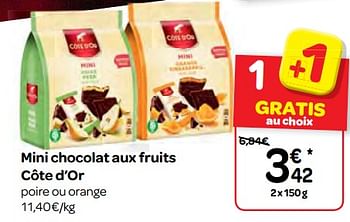 Promotions Mini chocolat aux fruits côte d`or - Cote D'Or - Valide de 09/05/2018 à 21/05/2018 chez Carrefour