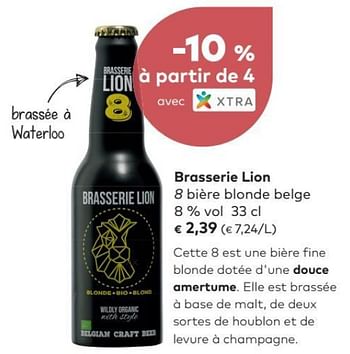 Promotions Brasserie lion 8 bière blonde belge - Brasserie Lion - Valide de 02/05/2018 à 05/06/2018 chez Bioplanet