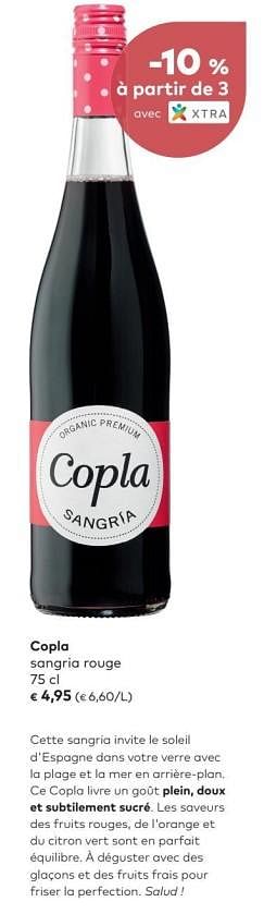 Promoties Copla copla sangria rouge - Rode wijnen - Geldig van 02/05/2018 tot 05/06/2018 bij Bioplanet