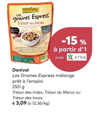 Promotions Danival les graines express mélange prêt à l`emploi - Danival - Valide de 02/05/2018 à 05/06/2018 chez Bioplanet