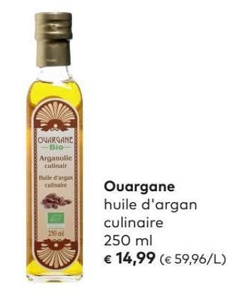 Promotions Ouargane huile d`argan culinaire - Ouargana - Valide de 02/05/2018 à 05/06/2018 chez Bioplanet