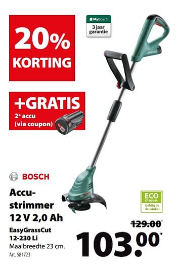 Promoties Bosch accustrimmer 12 v easygrasscut 12-230 li - Bosch - Geldig van 16/05/2018 tot 28/05/2018 bij Gamma