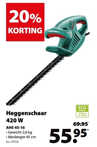 Promoties Bosch heggenschaar 420 w ahs 45-16 - Bosch - Geldig van 16/05/2018 tot 28/05/2018 bij Gamma