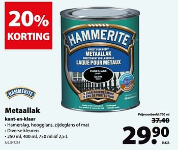 Promotions Hammerite metaallak kant-en-klaar - Hammerite - Valide de 16/05/2018 à 28/05/2018 chez Gamma